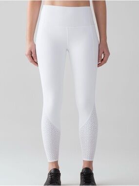 lululemon athletica Anew Tight White Leggings Perforated Lower Panels Women’s 4